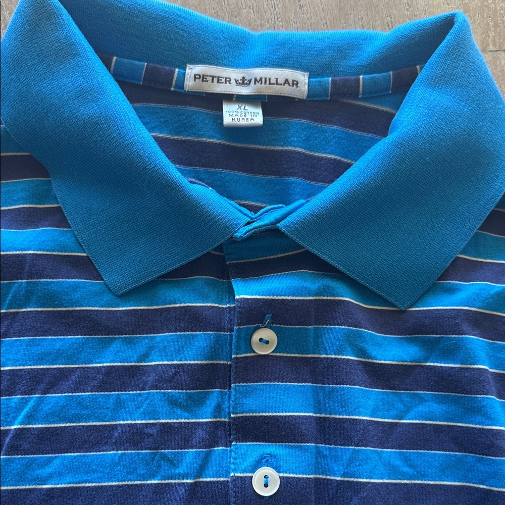Peter Millar Vibrant Blue Striped Polo